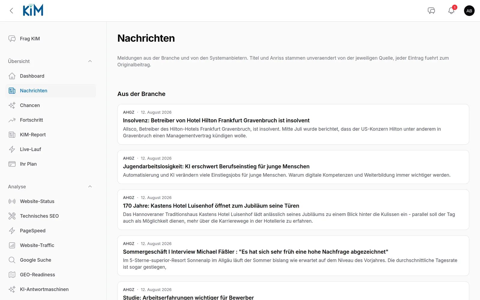 Portalansicht Nachrichten